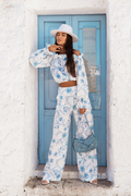 Komplet lniany MIA - Floria Blue
