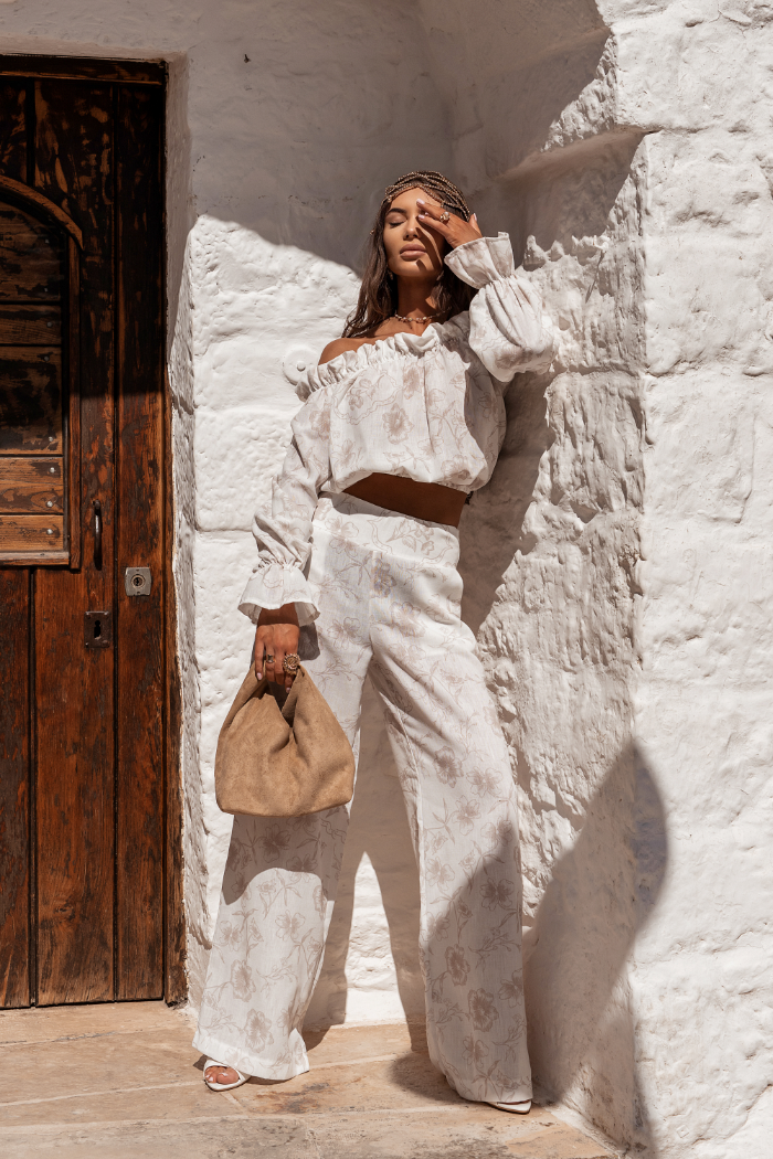 Komplet lniany MIA - Floria Beige